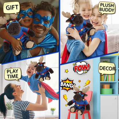 SUPER SOFT PLUSH WITH RED PLAID HOODIE - MOOSE SUPER HERO