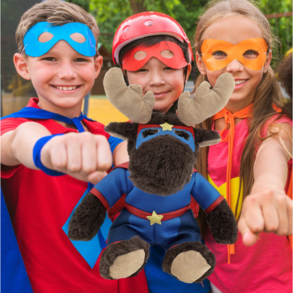 SUPER SOFT PLUSH WITH RED PLAID HOODIE - MOOSE SUPER HERO