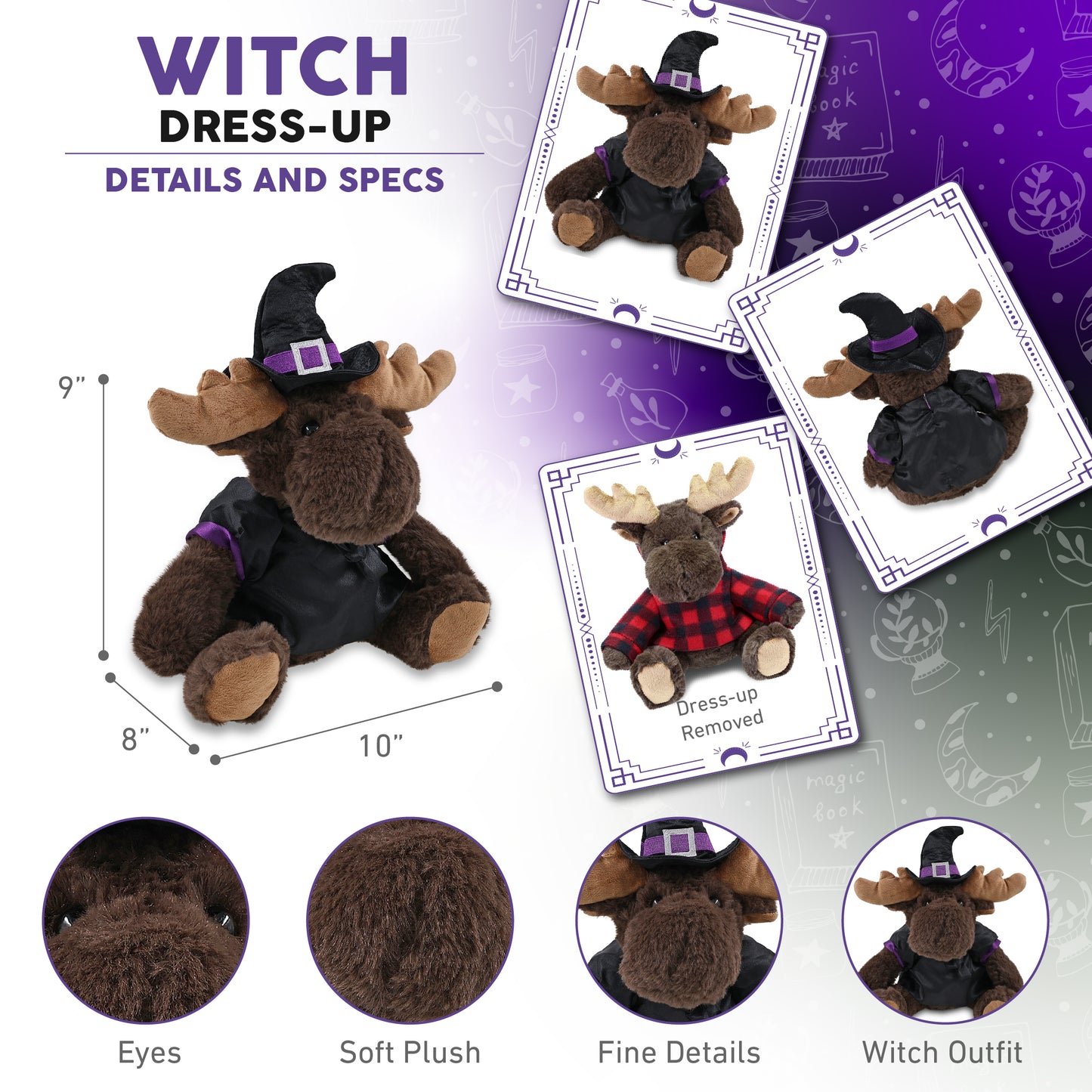 SUPER SOFT PLUSH WITH RED PLAID HOODIE - MOOSE WITCH