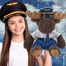 SUPER SOFT PLUSH WITH RED PLAID HOODIE - MOOSE WITH PILOT DRESS UP