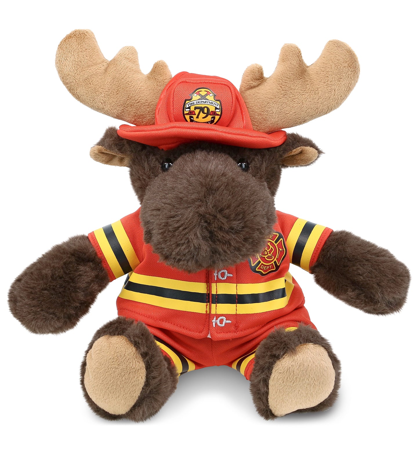PLUSH FIREMAN - SUPER SOFT PLUSH WITH RED PLAID HOODIE - MOOSE