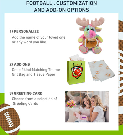 SUPER-SOFT PLUSH - RAINBOW MOOSE 9" WITH FOOTBALL PLUSH