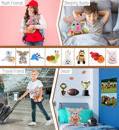 SUPER-SOFT PLUSH - RAINBOW MOOSE 9" WITH FOOTBALL PLUSH
