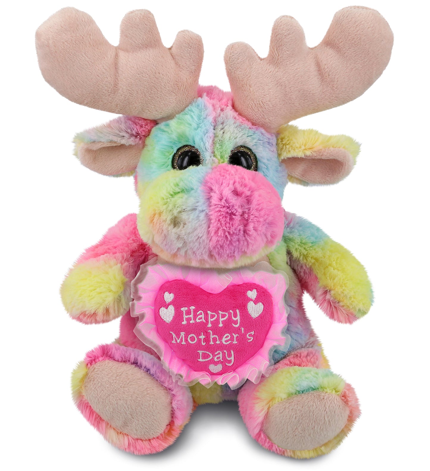PLUSH MOTHERS DAY HEART - SUPER-SOFT PLUSH - RAINBOW MOOSE 9"