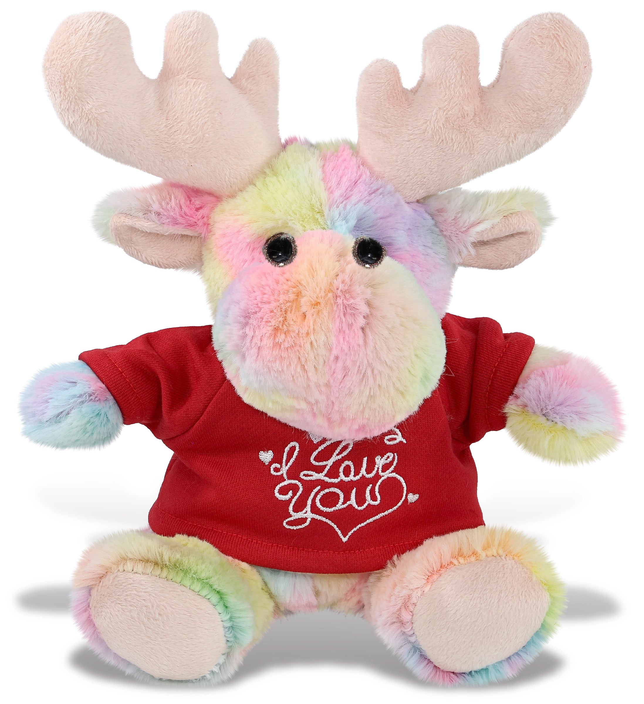 PLUSH I LOVE YOU RED SHIRT- SUPER-SOFT PLUSH - RAINBOW MOOSE 9"