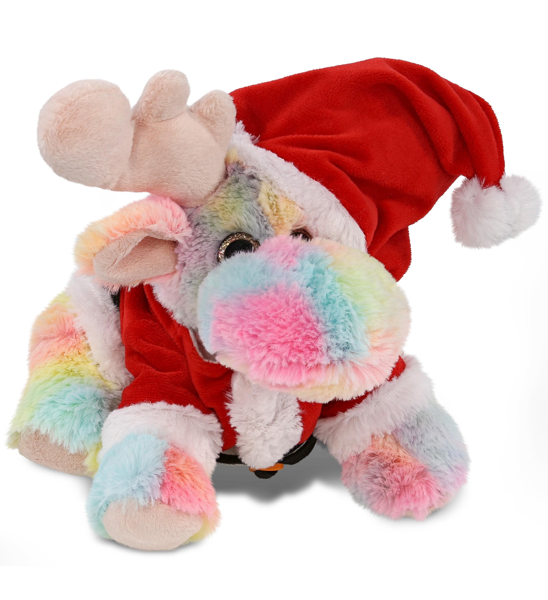 PLUSH SANTA - SUPER-SOFT PLUSH - RAINBOW FLOPPY MOOSE 9"