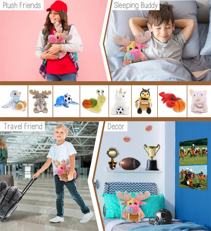 SUPER-SOFT PLUSH - RAINBOW FLOPPY MOOSE 9" WITH FOOTBALL PLUSH