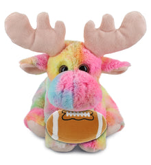 SUPER-SOFT PLUSH - RAINBOW FLOPPY MOOSE 9" WITH FOOTBALL PLUSH