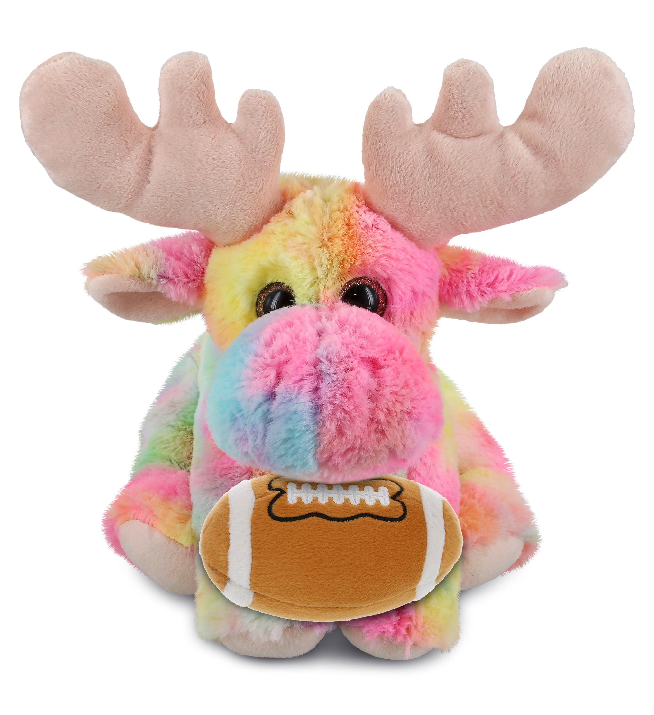 SUPER-SOFT PLUSH - RAINBOW FLOPPY MOOSE 9" WITH FOOTBALL PLUSH
