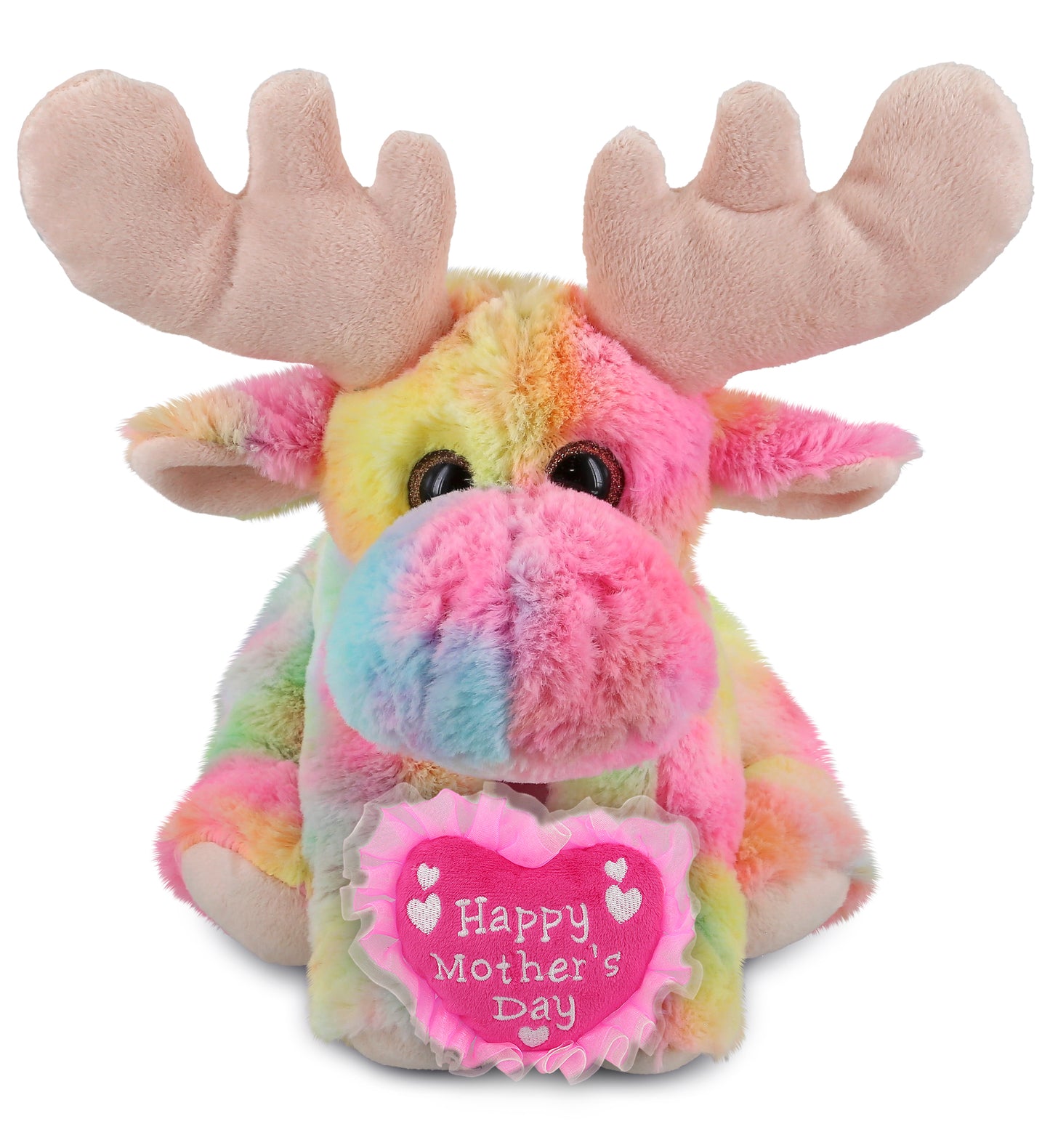 PLUSH MOTHERS DAY HEART - SUPER-SOFT PLUSH - RAINBOW FLOPPY MOOSE 9"
