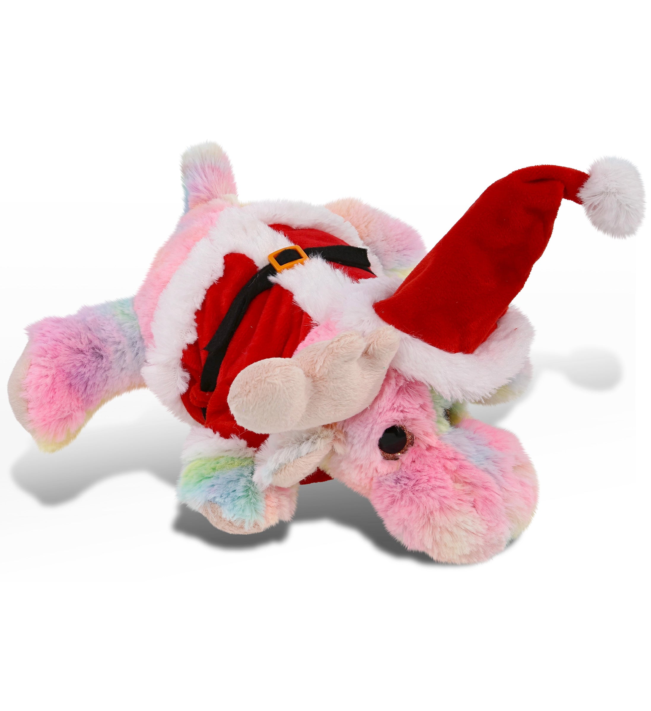 PLUSH SANTA - SUPER-SOFT PLUSH - RAINBOW LYING MOOSE 9.5"