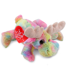 PLUSH I LOVE YOU RED HEART - SUPER-SOFT PLUSH - RAINBOW LYING MOOSE 9.5"