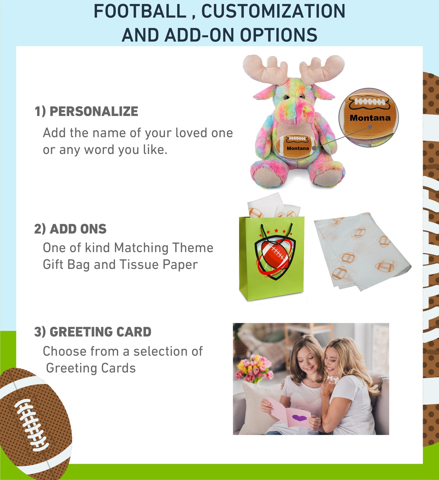 SUPER-SOFT PLUSH - RAINBOW MOOSE XL 15" WITH FOOTBALL PLUSH