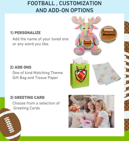 SUPER-SOFT PLUSH - RAINBOW MOOSE XL 15" WITH FOOTBALL PLUSH
