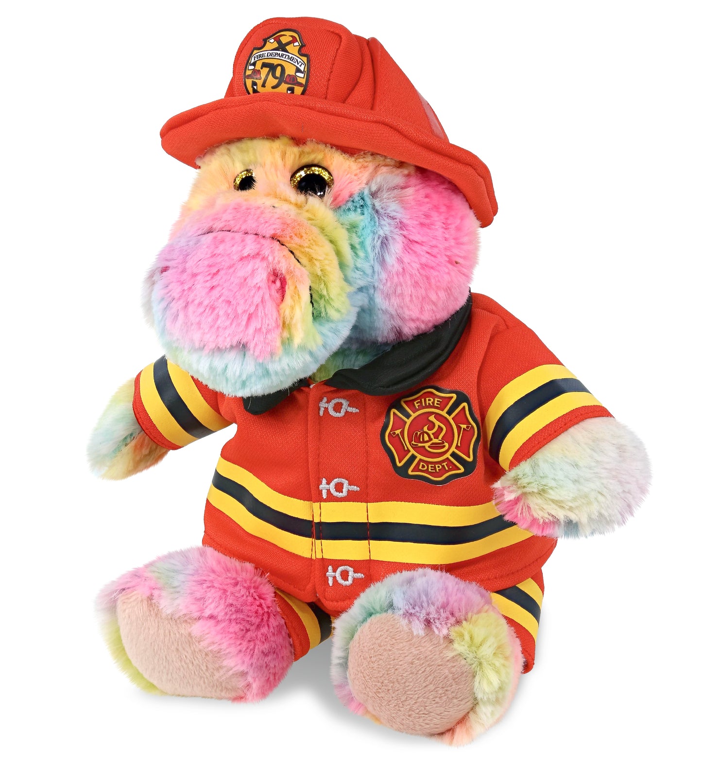 PLUSH FIREMAN - SUPER-SOFT PLUSH - RAINBOW SITTING ALLIGATOR 8"
