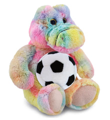 SUPER-SOFT PLUSH - RAINBOW SITTING ALLIGATOR 9" WITH SOCCER PLUSH