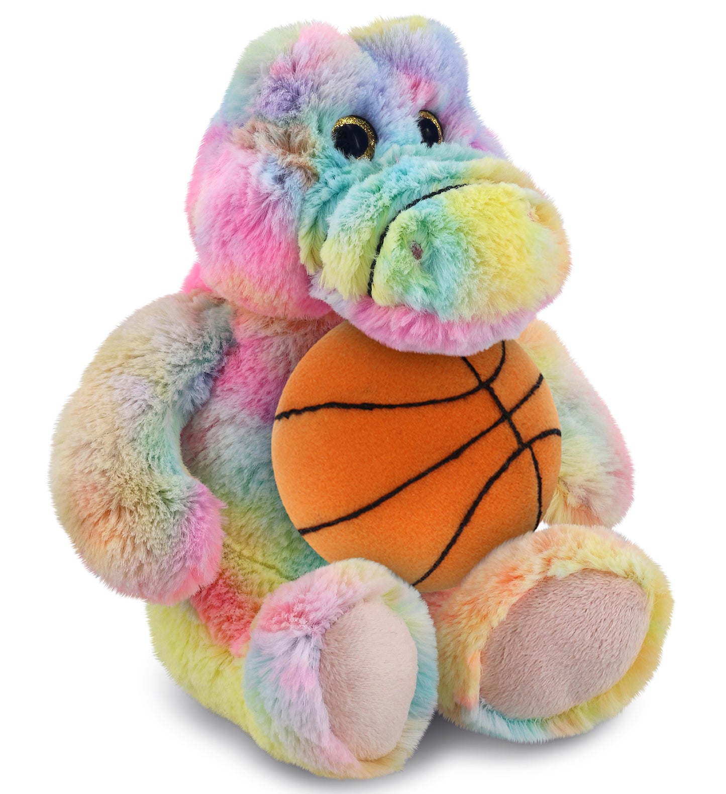 PLUSH BASKETBALL - SUPER-SOFT PLUSH - RAINBOW SITTING ALLIGATOR 8"