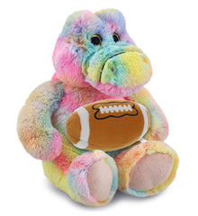 SUPER-SOFT PLUSH - RAINBOW SITTING ALLIGATOR 9" WITH FOOTBALL PLUSH