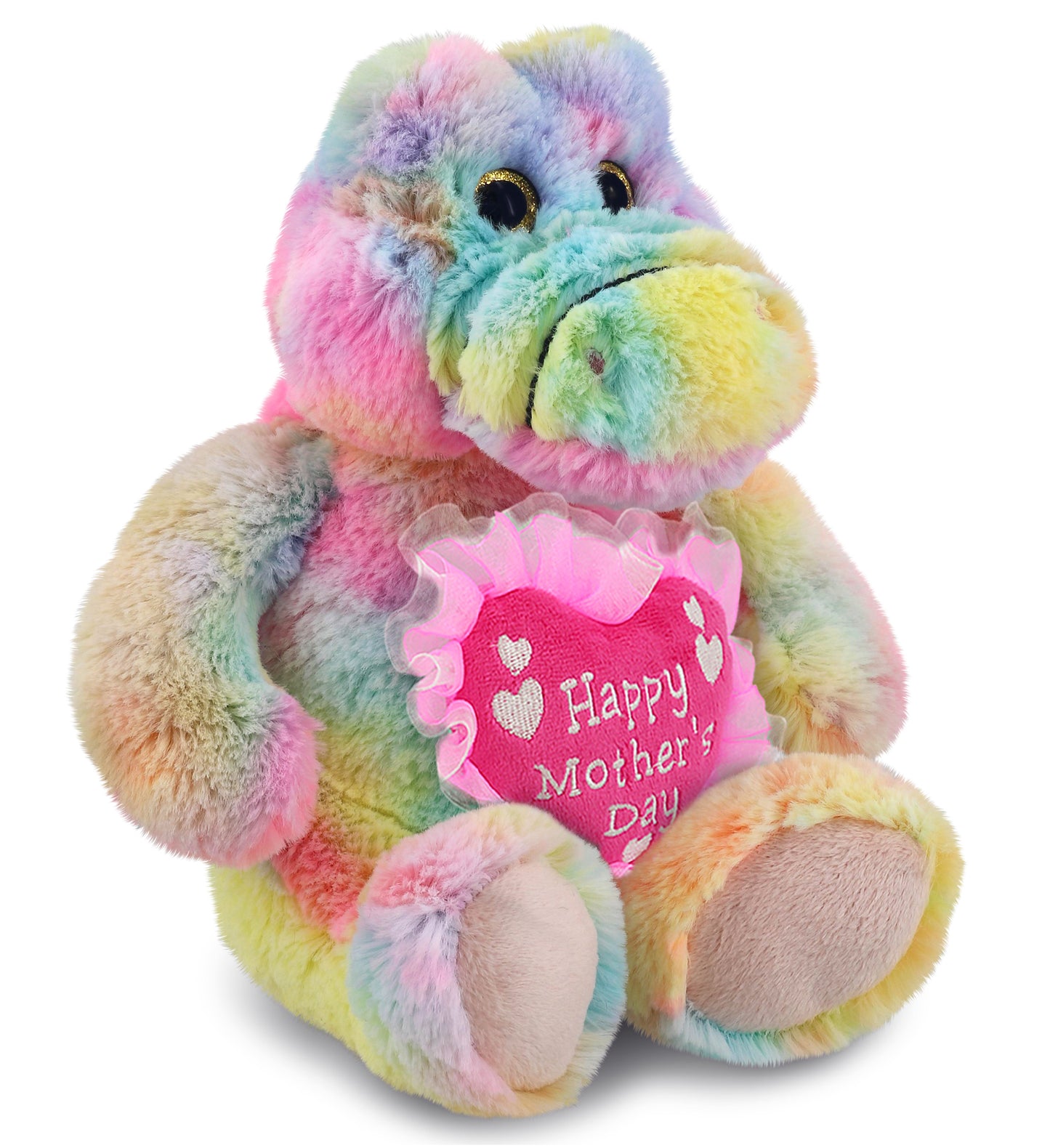 PLUSH MOTHERS DAY HEART - SUPER-SOFT PLUSH - RAINBOW SITTING ALLIGATOR 8"