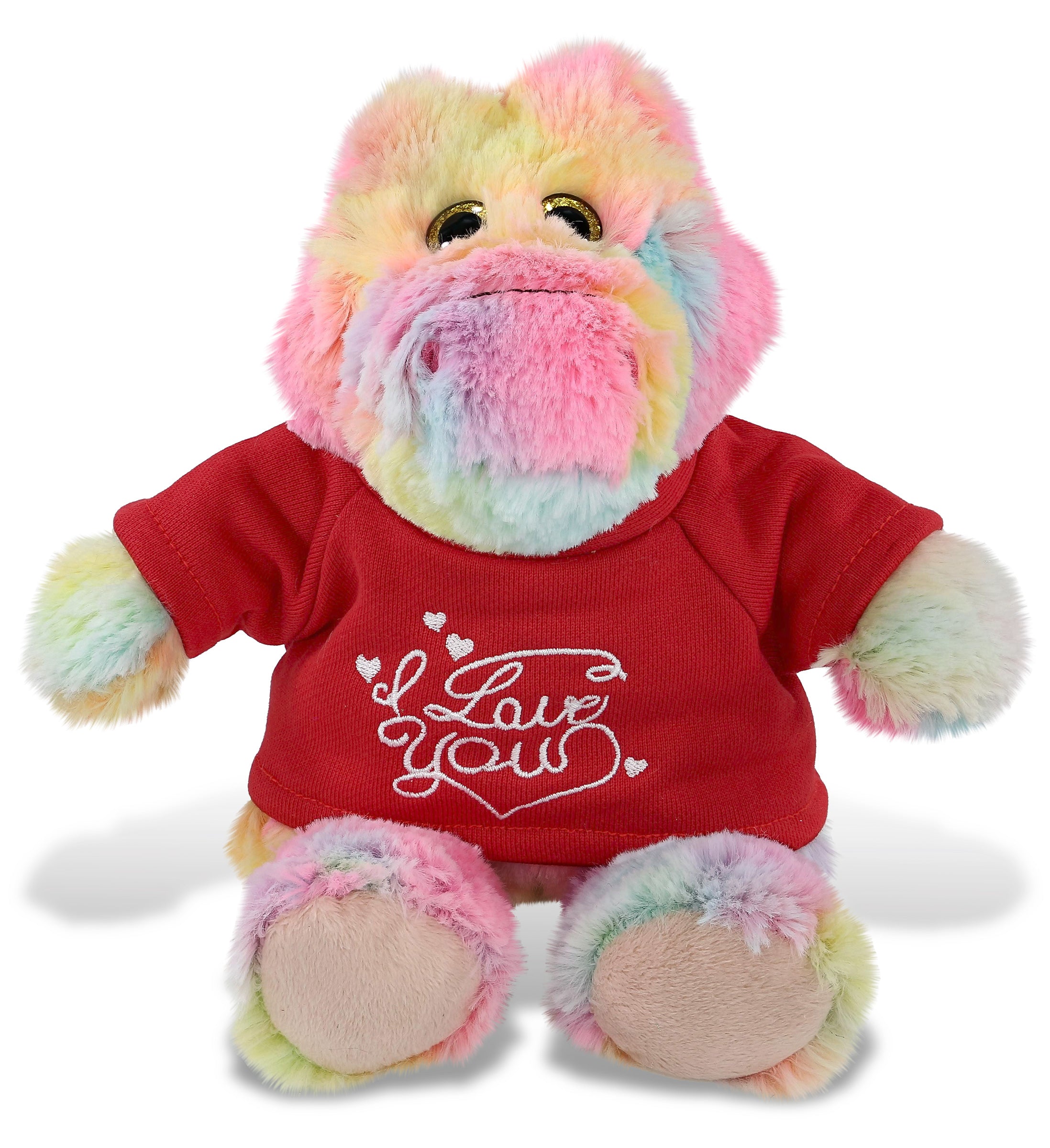 PLUSH I LOVE YOU RED SHIRT- SUPER-SOFT PLUSH - RAINBOW SITTING ALLIGATOR 8"