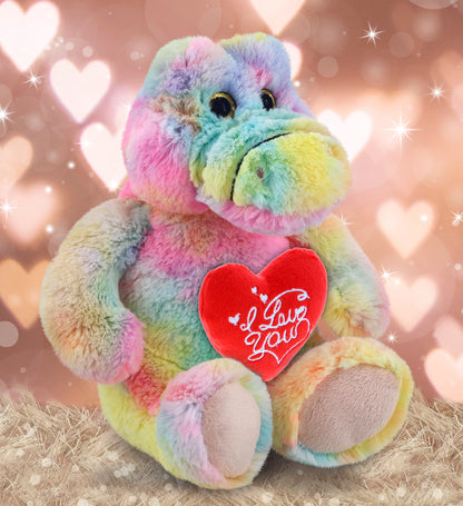 PLUSH I LOVE YOU RED HEART - SUPER-SOFT PLUSH - RAINBOW SITTING ALLIGATOR 8"