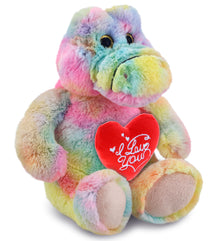 PLUSH I LOVE YOU RED HEART - SUPER-SOFT PLUSH - RAINBOW SITTING ALLIGATOR 8"