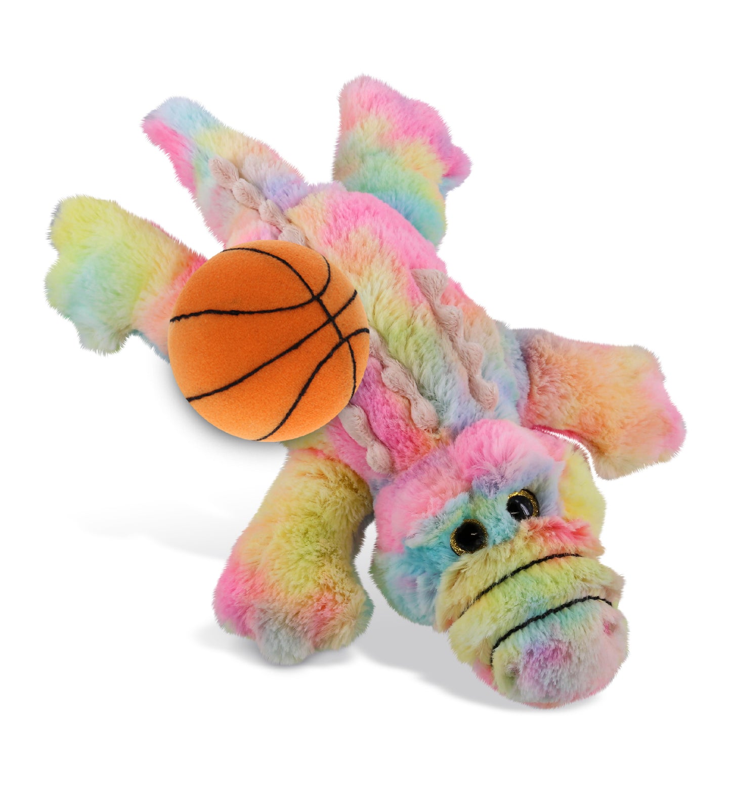 PLUSH BASKETBALL - SUPER-SOFT PLUSH - RAINBOW ALLIGATOR SMALL 12"