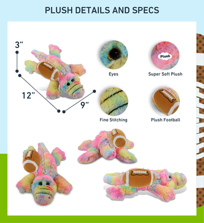 SUPER-SOFT PLUSH - RAINBOW ALLIGATOR SMALL 12" WITH FOOTBALL PLUSH