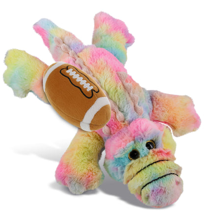 SUPER-SOFT PLUSH - RAINBOW ALLIGATOR SMALL 12" WITH FOOTBALL PLUSH