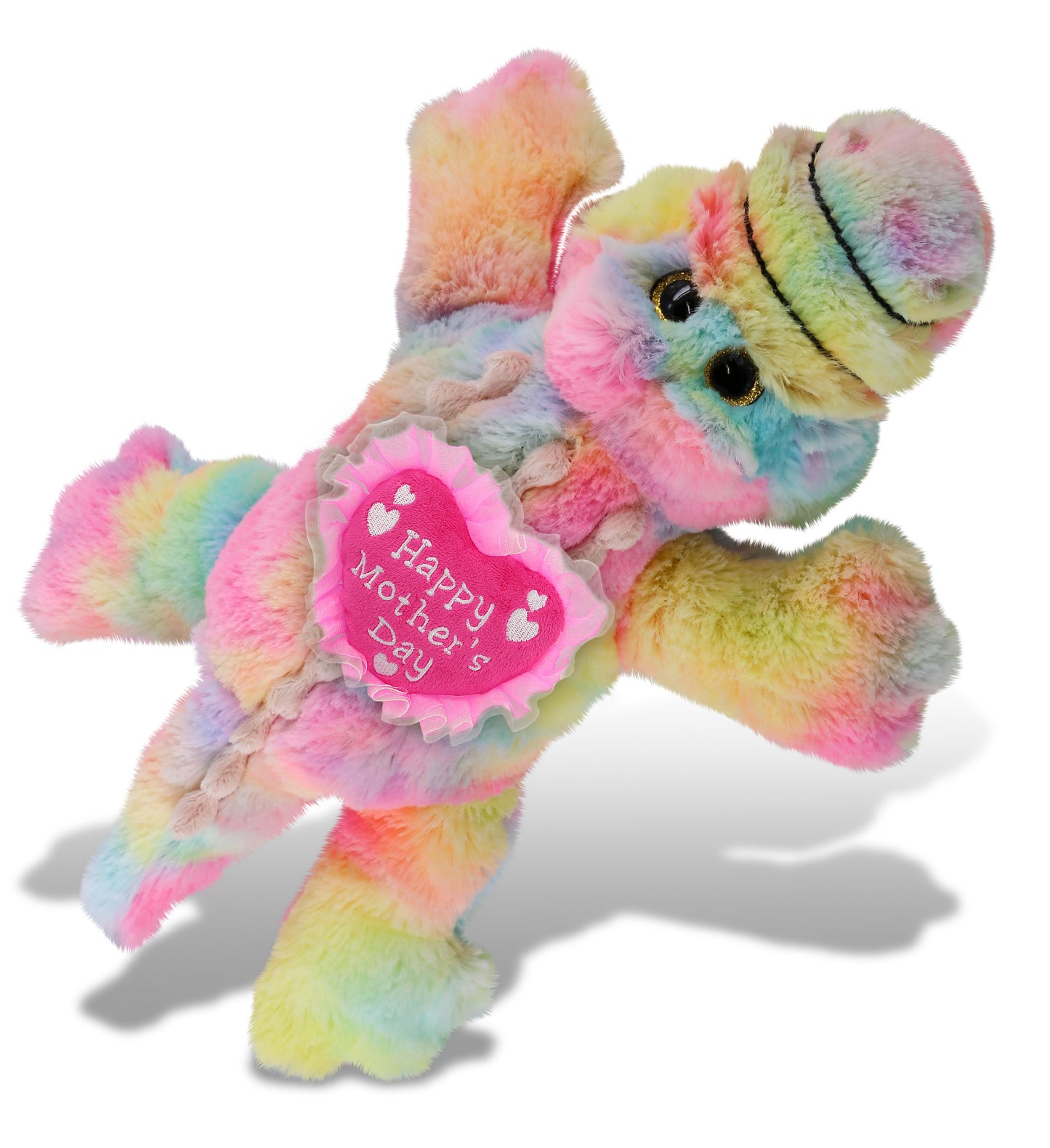 PLUSH MOTHERS DAY HEART - SUPER-SOFT PLUSH - RAINBOW ALLIGATOR SMALL 12"