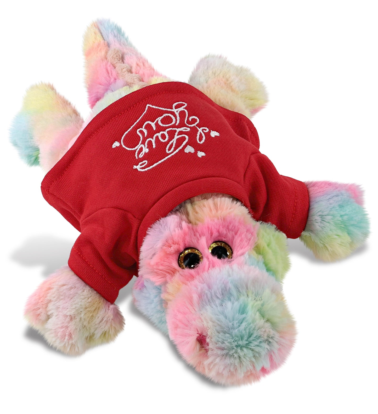 PLUSH I LOVE YOU RED SHIRT- SUPER-SOFT PLUSH - RAINBOW ALLIGATOR SMALL 12"