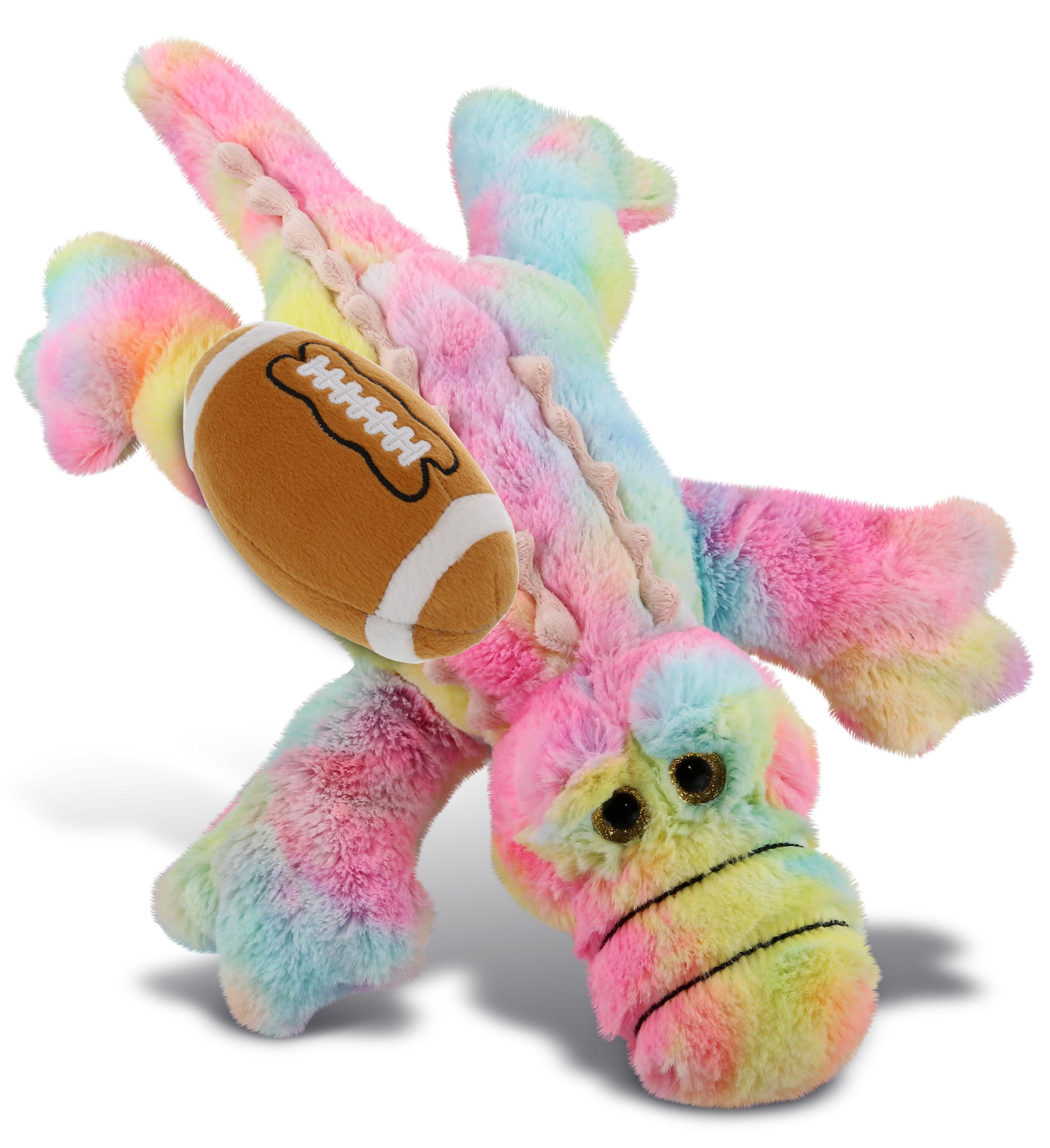 SUPER-SOFT PLUSH - RAINBOW ALLIGATOR LARGE 17" WITH FOOTBALL PLUSH