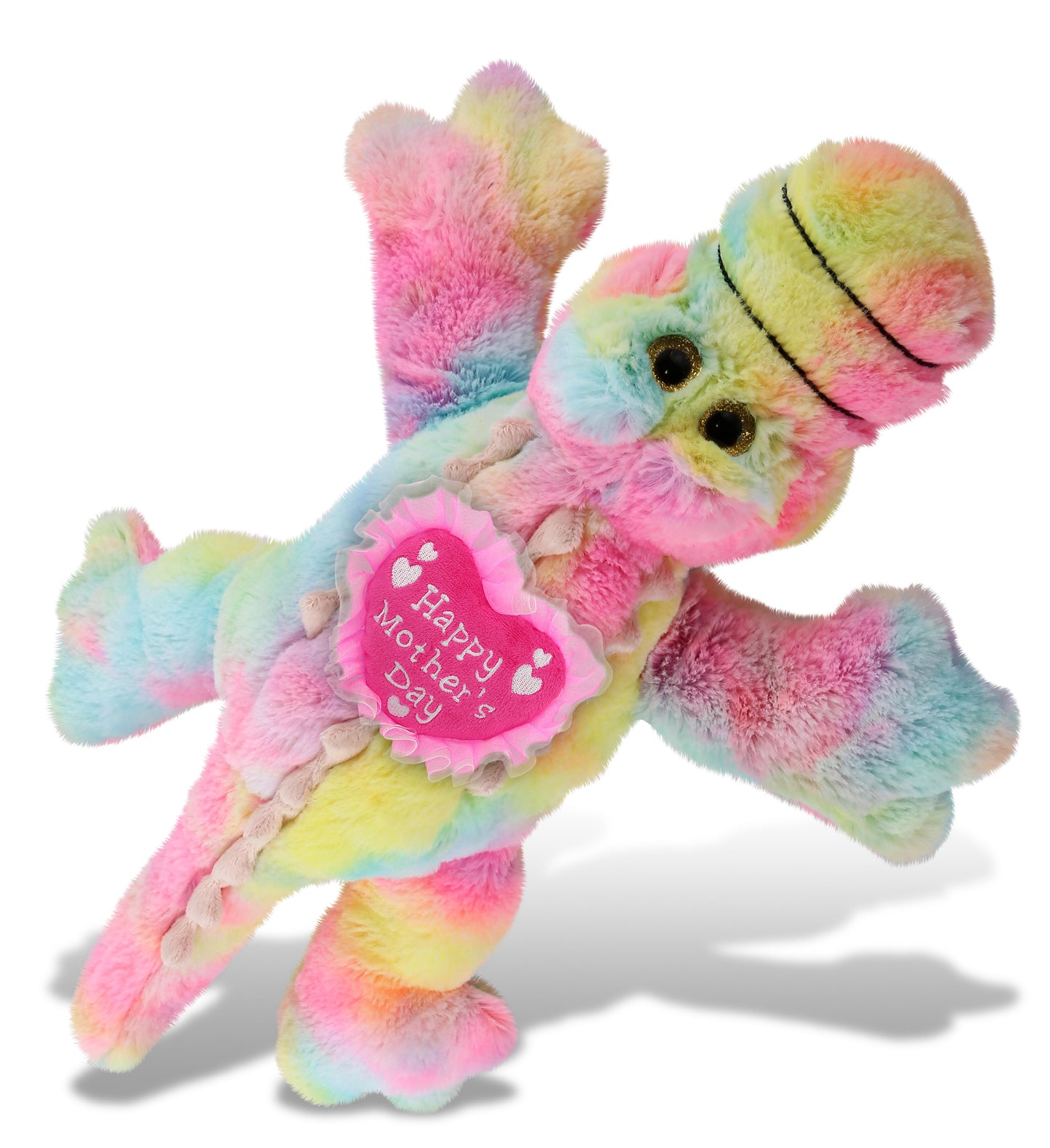 PLUSH MOTHERS DAY HEART - SUPER-SOFT PLUSH - RAINBOW ALLIGATOR LARGE 17"