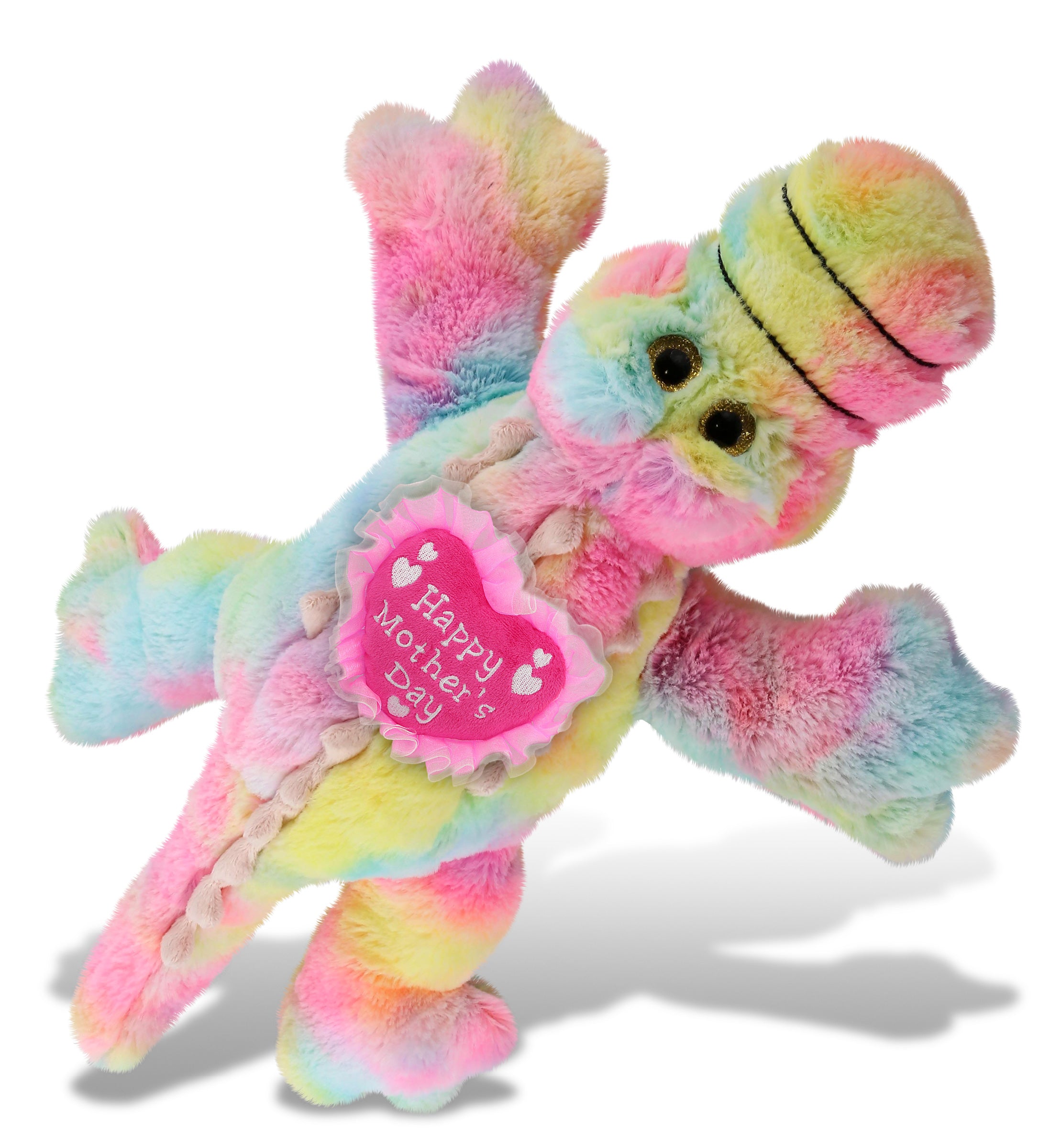 PLUSH MOTHERS DAY HEART - SUPER-SOFT PLUSH - RAINBOW ALLIGATOR LARGE 17"