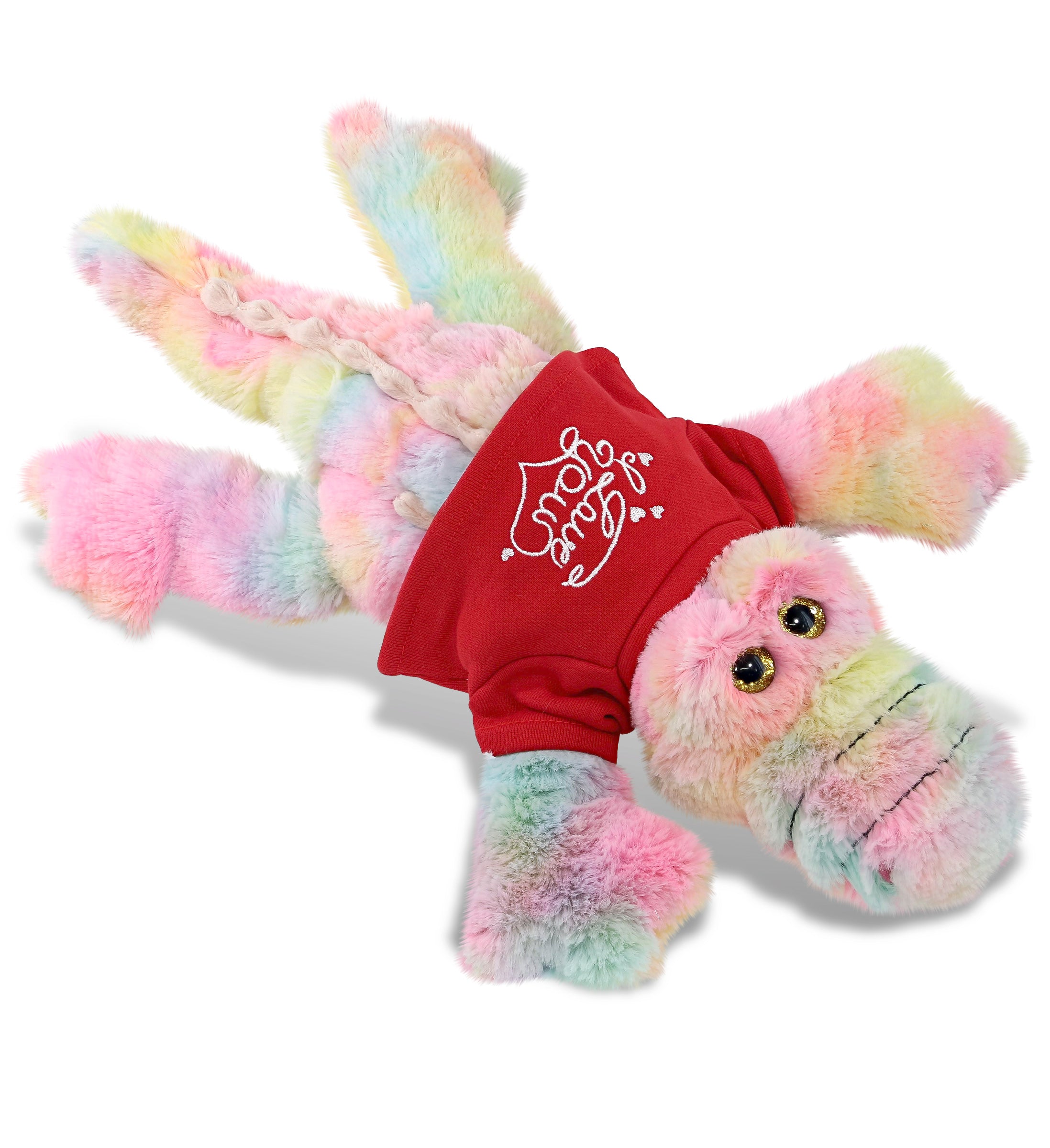 PLUSH I LOVE YOU RED SHIRT- SUPER-SOFT PLUSH - RAINBOW ALLIGATOR LARGE 17"