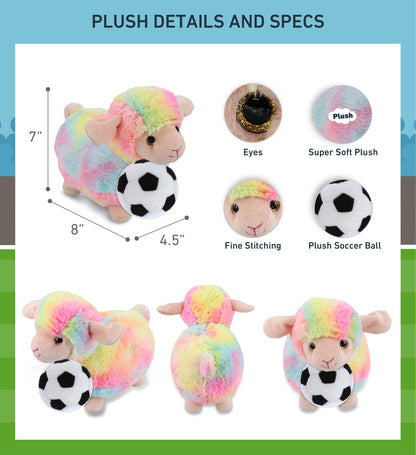 SUPER-SOFT PLUSH - RAINBOW SHEEP 7" WITH SOCCER PLUSH