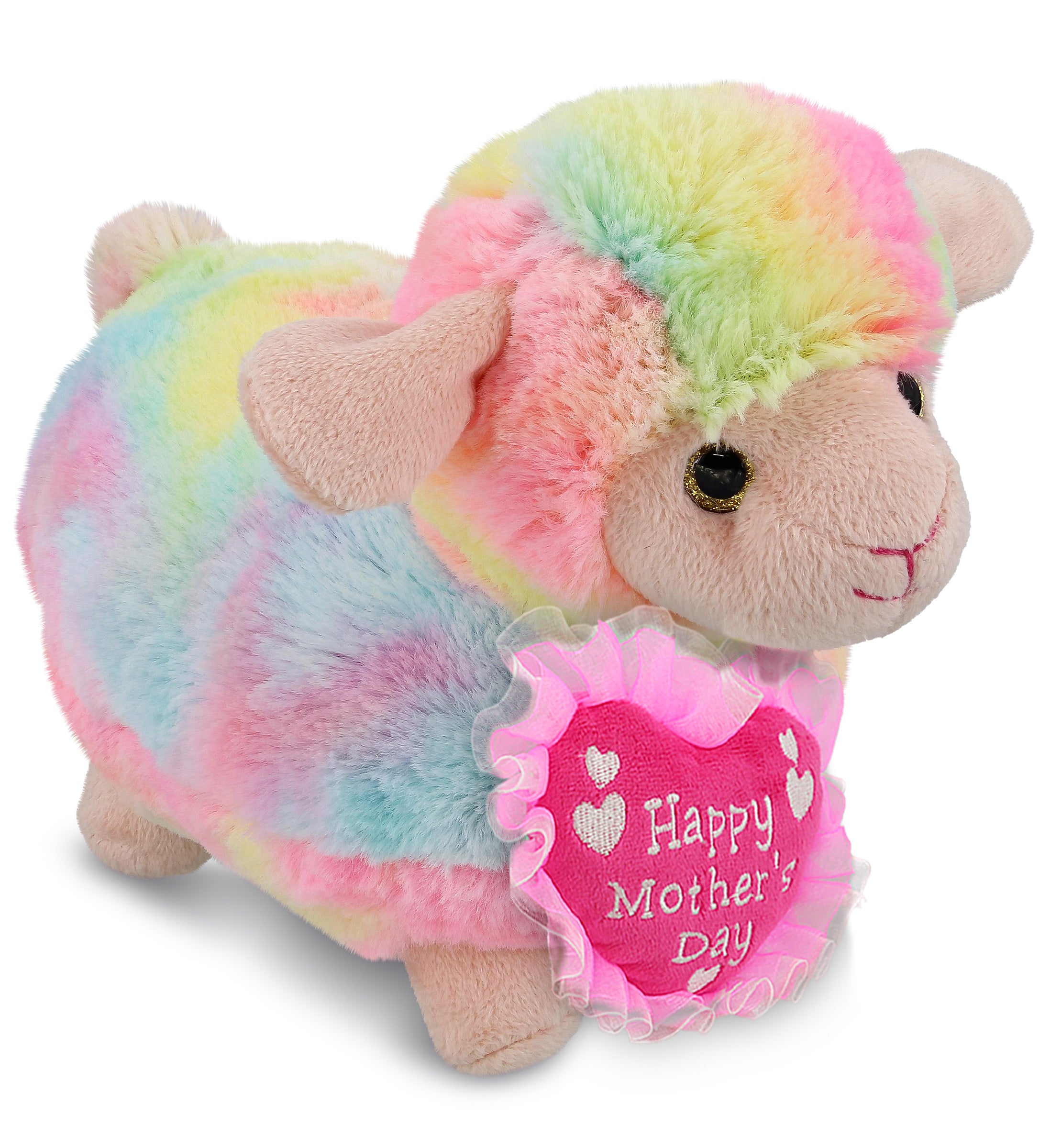 PLUSH MOTHERS DAY HEART - SUPER-SOFT PLUSH - RAINBOW SHEEP 7"