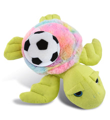 SUPER-SOFT PLUSH - RAINBOW GREEN SEA TURTLE 10" WITH SOCCER PLUSH