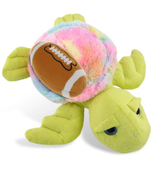 SUPER-SOFT PLUSH - RAINBOW GREEN SEA TURTLE 10" WITH FOOTBALL PLUSH