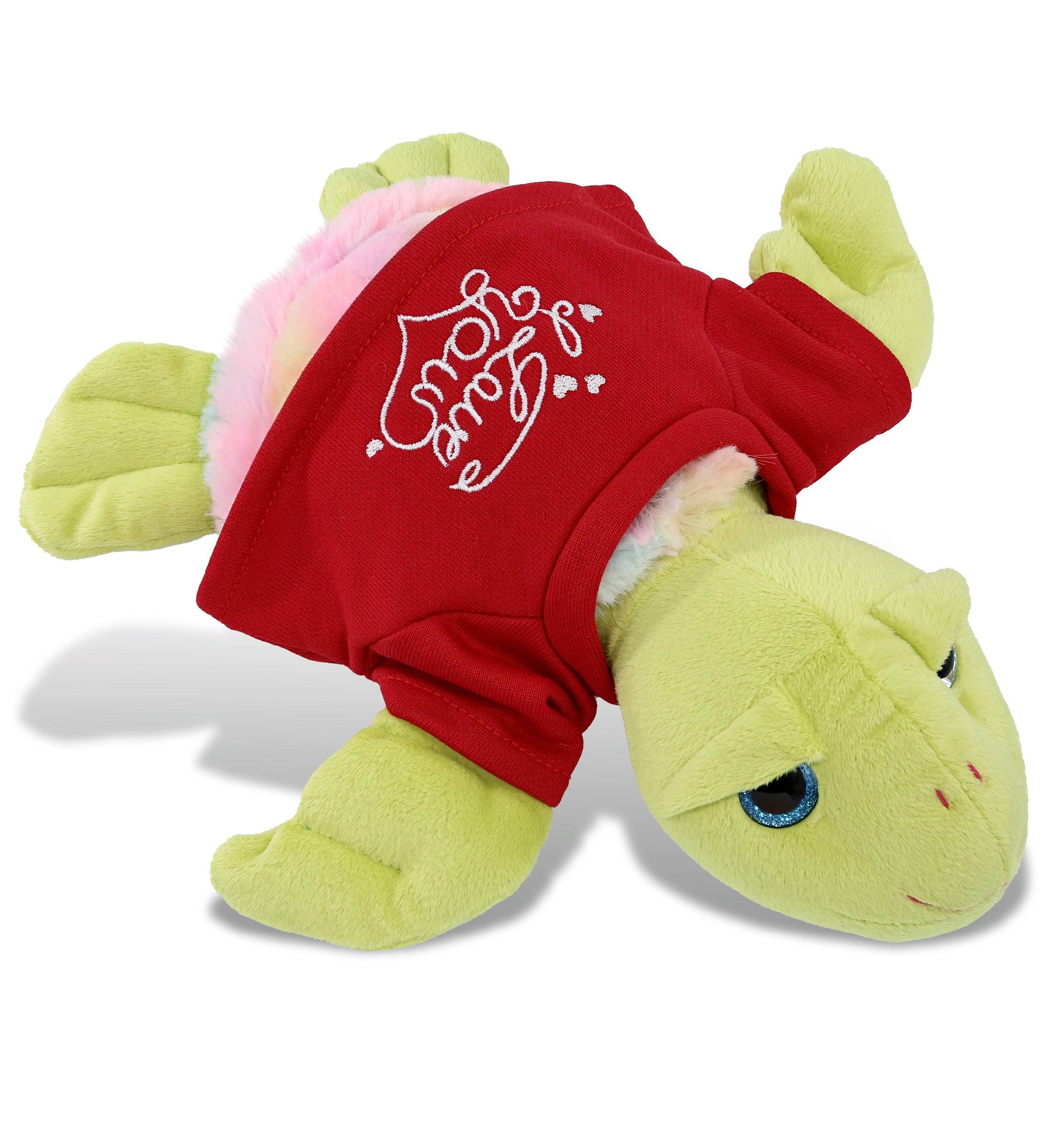 PLUSH I LOVE YOU RED SHIRT- SUPER-SOFT PLUSH - RAINBOW GREEN SEA TURTLE 10"