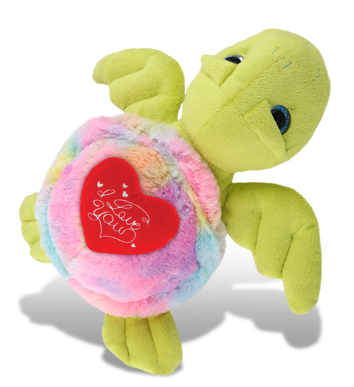PLUSH I LOVE YOU RED HEART - SUPER-SOFT PLUSH - RAINBOW GREEN SEA TURTLE 10"