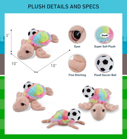 SUPER-SOFT PLUSH - RAINBOW PINK SEA TURTLE 10" WITH SOCCER PLUSH