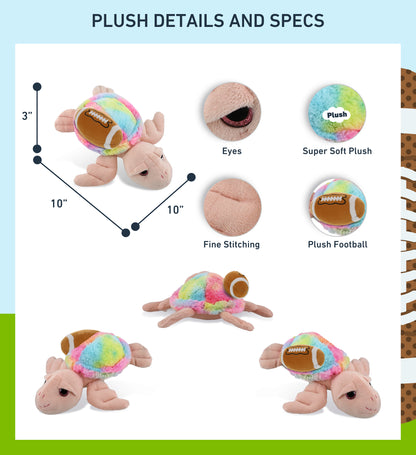SUPER-SOFT PLUSH - RAINBOW PINK SEA TURTLE 10" WITH FOOTBALL PLUSH