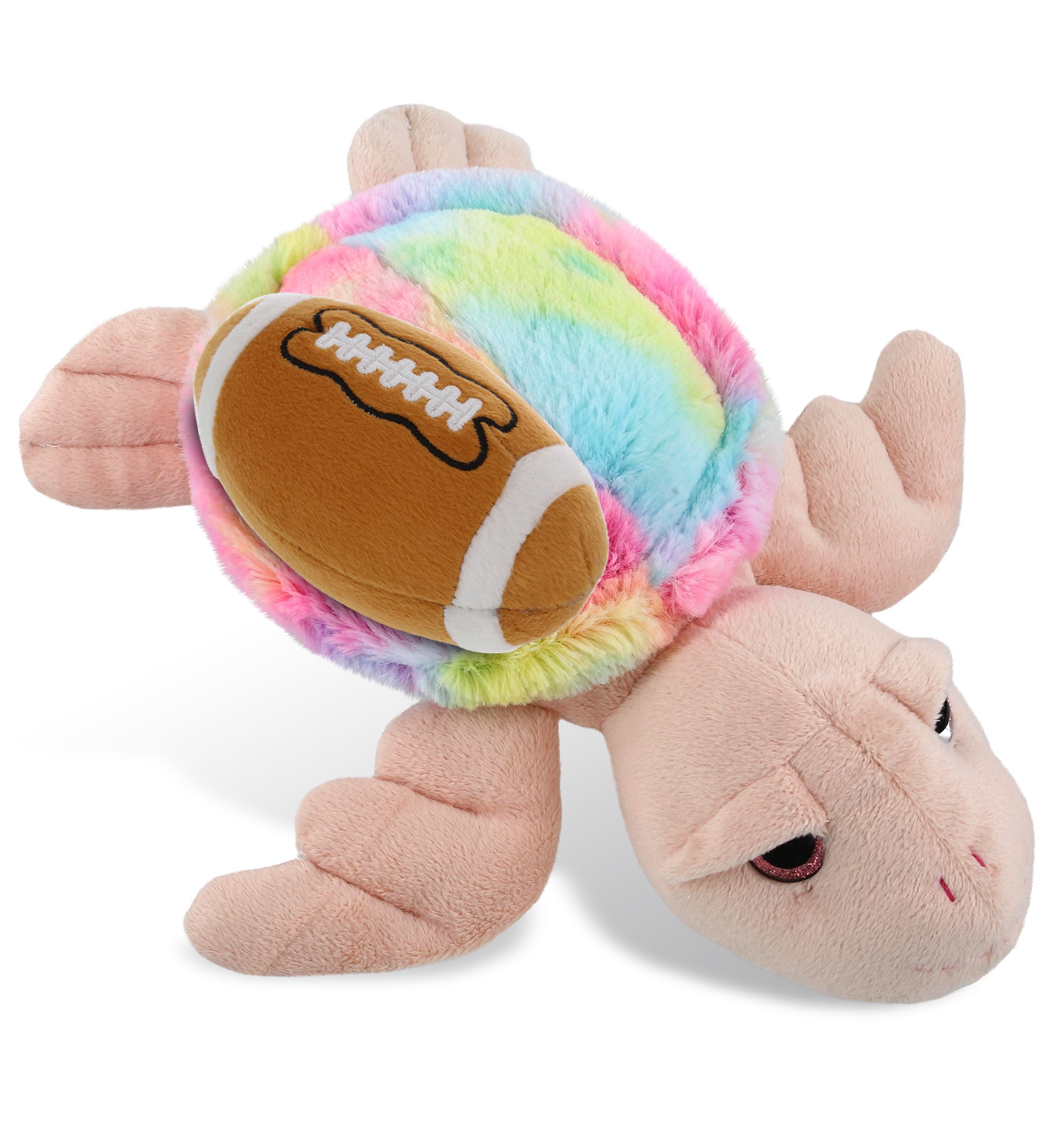 SUPER-SOFT PLUSH - RAINBOW PINK SEA TURTLE 10" WITH FOOTBALL PLUSH