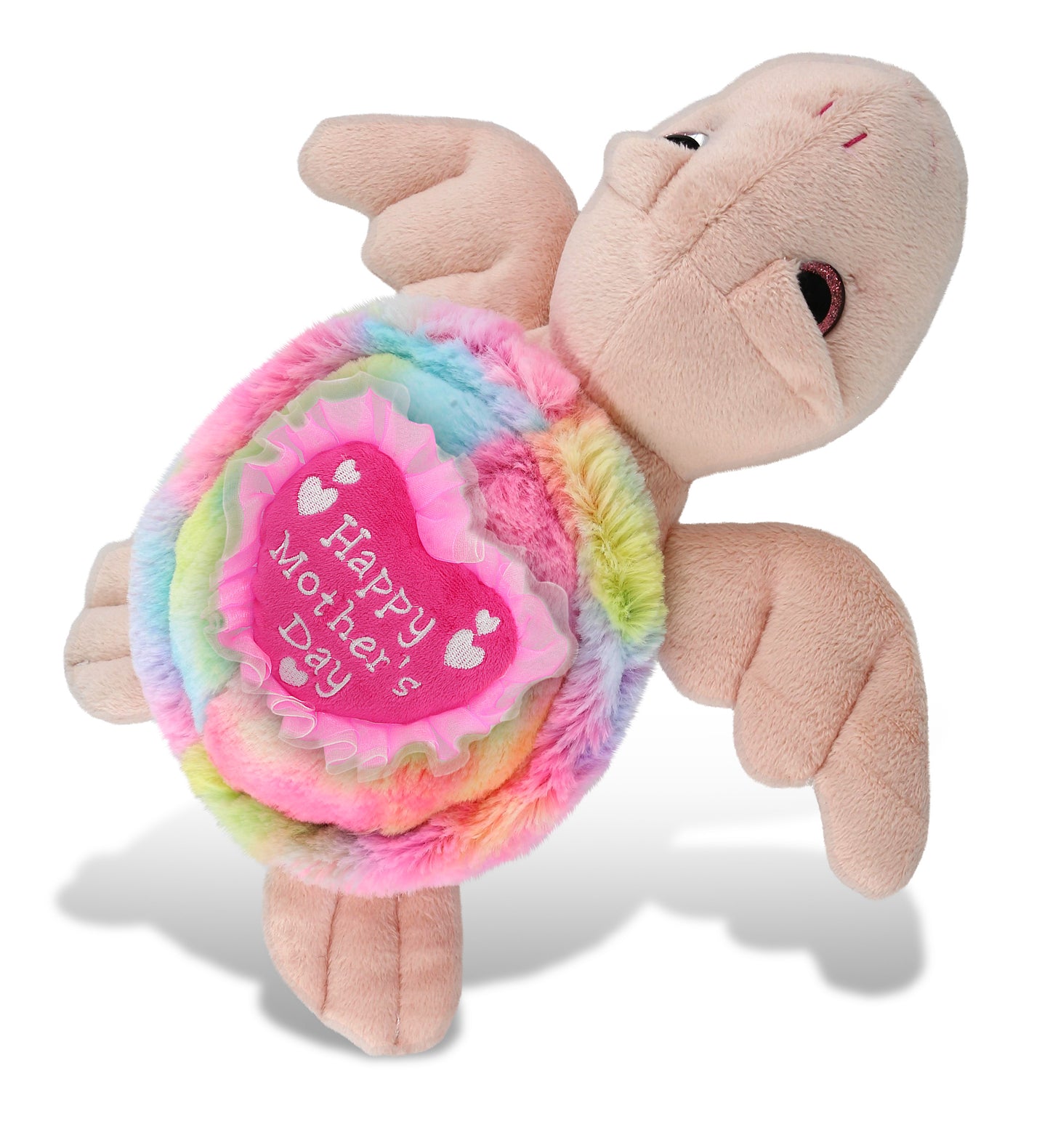 PLUSH MOTHERS DAY HEART - SUPER-SOFT PLUSH - RAINBOW PINK SEA TURTLE 10"