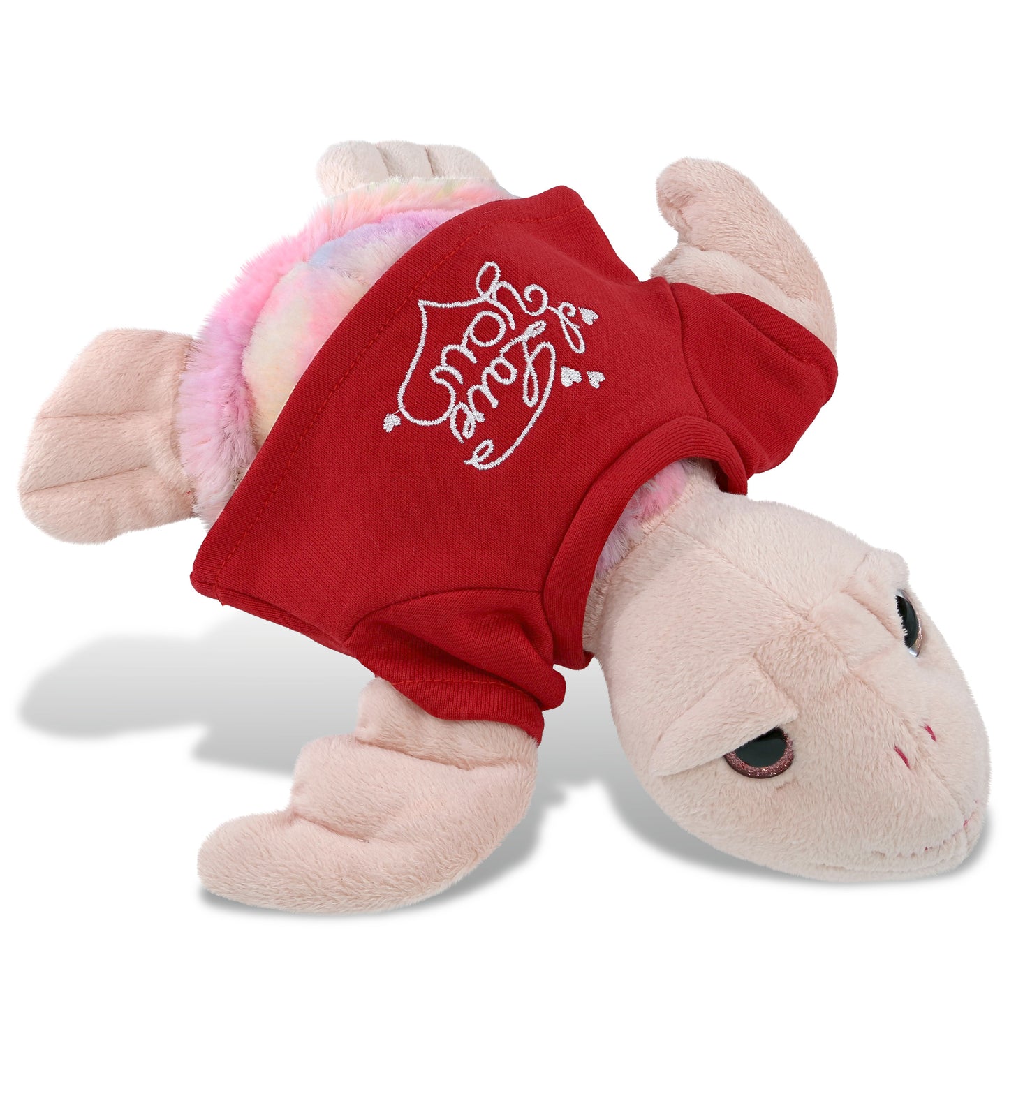 PLUSH I LOVE YOU RED SHIRT- SUPER-SOFT PLUSH - RAINBOW PINK SEA TURTLE 10"