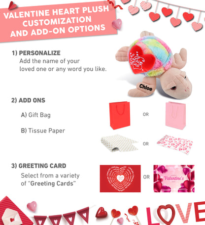 PLUSH I LOVE YOU RED HEART - SUPER-SOFT PLUSH - RAINBOW PINK SEA TURTLE 10"