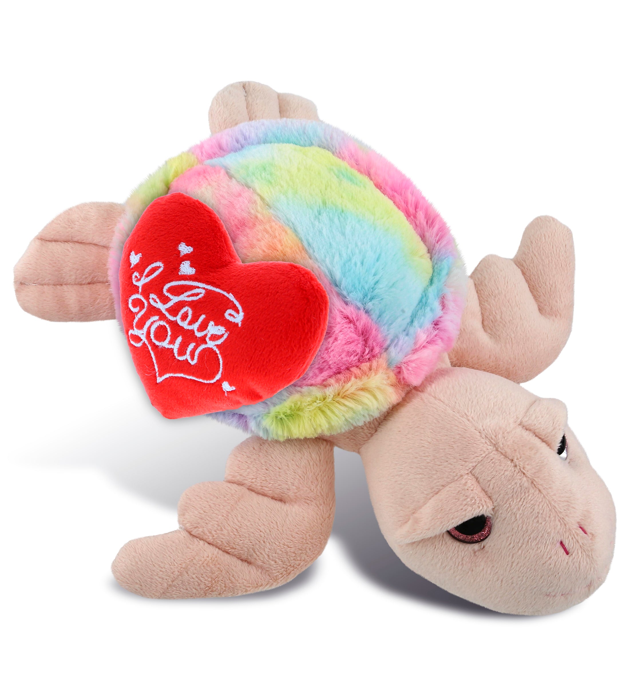 PLUSH I LOVE YOU RED HEART - SUPER-SOFT PLUSH - RAINBOW PINK SEA TURTLE 10"