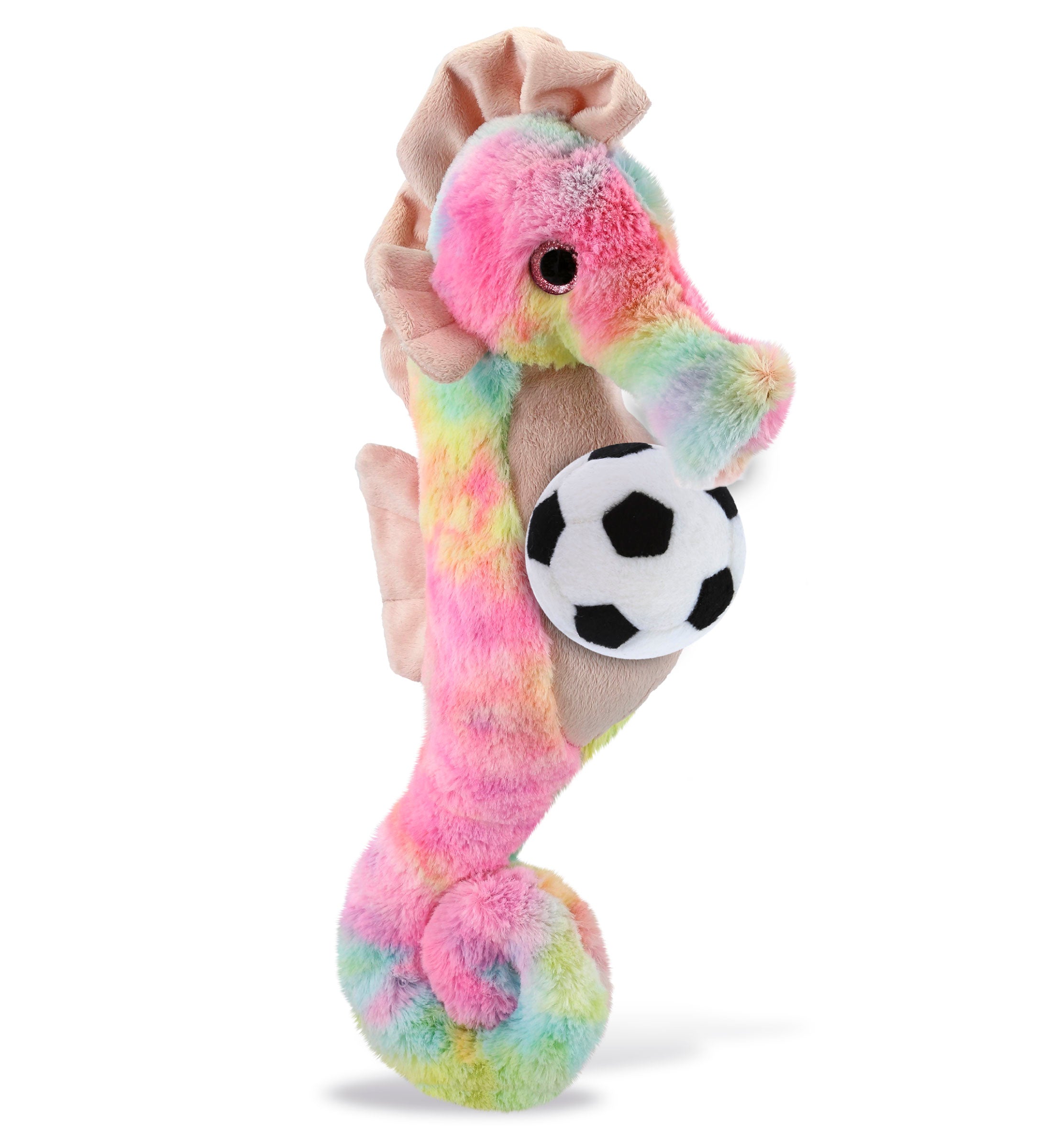 SUPER-SOFT PLUSH - RAINBOW SEAHORSE 15" WITH SOCCER PLUSH