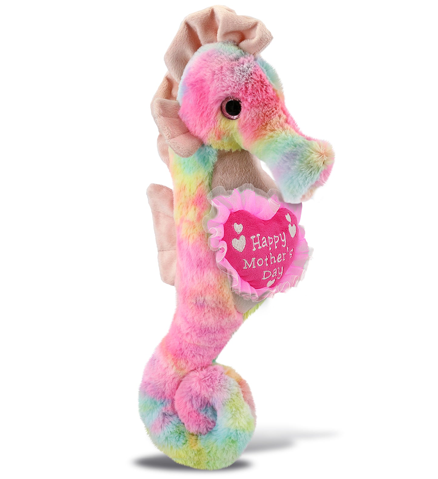 PLUSH MOTHERS DAY HEART - SUPER-SOFT PLUSH - RAINBOW SEAHORSE 15"